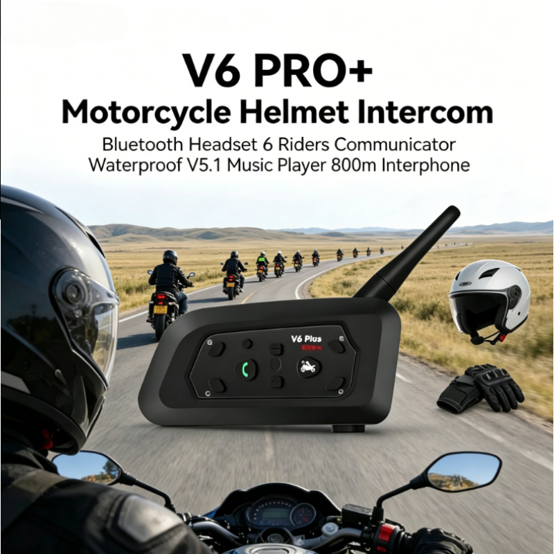 Intercom Headset Helmet - 2026 NEW V6 PRO+ BT5.1 Interkom
