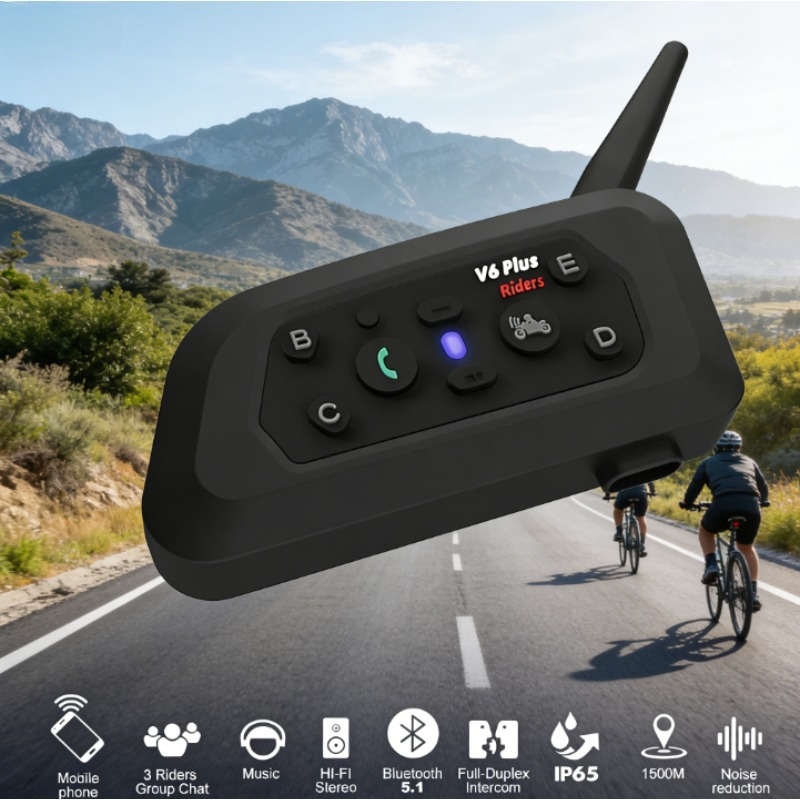 Intercom Headset Helmet - V6 PRO+ 6 Riders Headset Helm