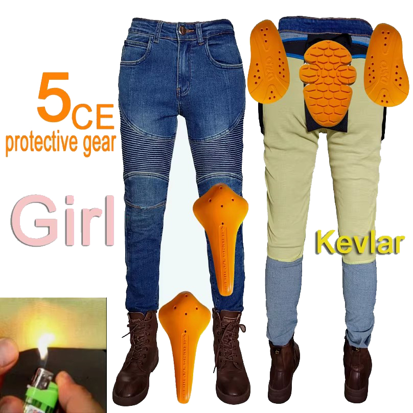 Motorcycle Gear Jeans - Celana jeans motor wanita Kevlar, Perlengkapan