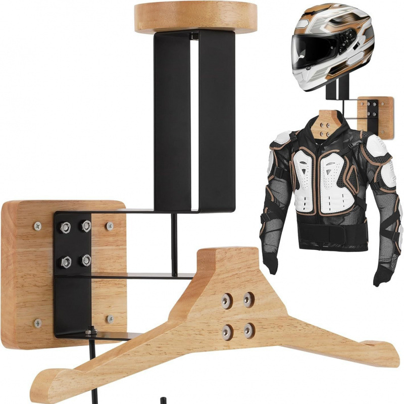 Motorcycle Gear Hanger - Gantungan Helm dan Topi Motor Kayu